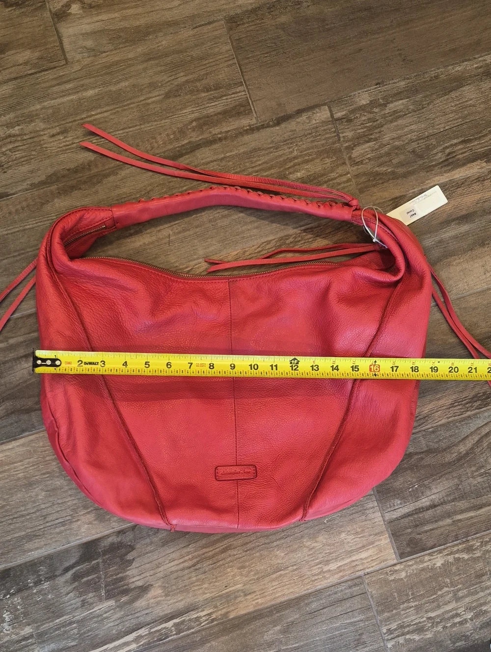 Christopher Kon Coral Red Genuine Leather Braided Handle Hobo Shoulder Bag